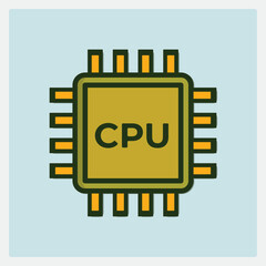 Poster - Stylized Central Processing Unit Illustration with Distinctive Pins and CPU Label Design