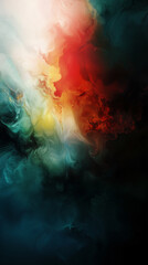 Wall Mural - Colorful abstract movement displays vibrant hues blending together in an ethereal visual representation of emotion and depth. Generative AI