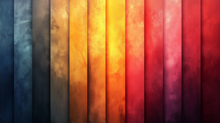 Wall Mural - Colorful vertical stripes showing a gradient of hues from blue to red in an artistic display. Generative AI