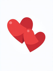 Aufkleber - Two Red Heart Shapes Are Placed Against A Clean White Background Creating A Simple Yet Elegant Design. 00002