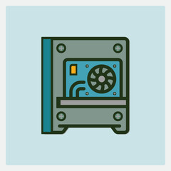 Poster - Stylized Tower PC Icon with Visible Internal Fan, Components and Screws Minimalist Design