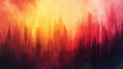 Wall Mural - Colorful abstract landscape blending warm hues at twilight creating a striking visual experience. Generative AI