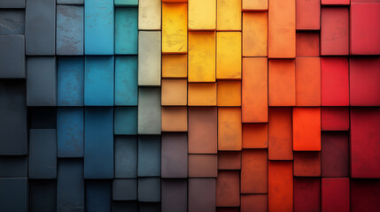 Wall Mural - Colorful arrangement of textured blocks creating a vibrant gradient in design and art. Generative AI