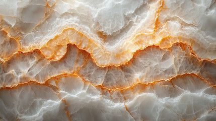 Wall Mural - Colorful stone texture with intricate patterns revealing orange and white hues in a natural formation. Generative AI