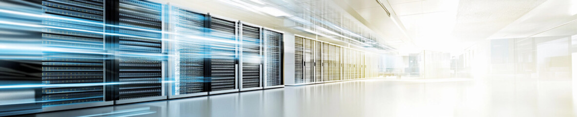 Aufkleber - Modern data center with advanced technology and bright lighting