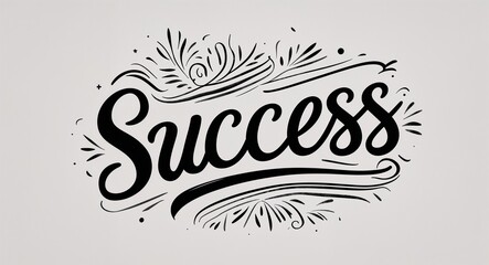 Wall Mural - success calligraphy lettering black ink on plain white background