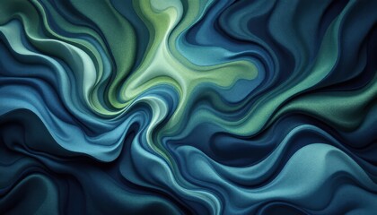 Poster - abstract waves in blue and green flowing fluid art pattern