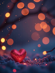 Aufkleber - Romantic Evening Setting Features Twinkling Lights, Sparkling Glitter, Shimmering Hearts, And A Soft Bokeh Effect In The Background. 00001