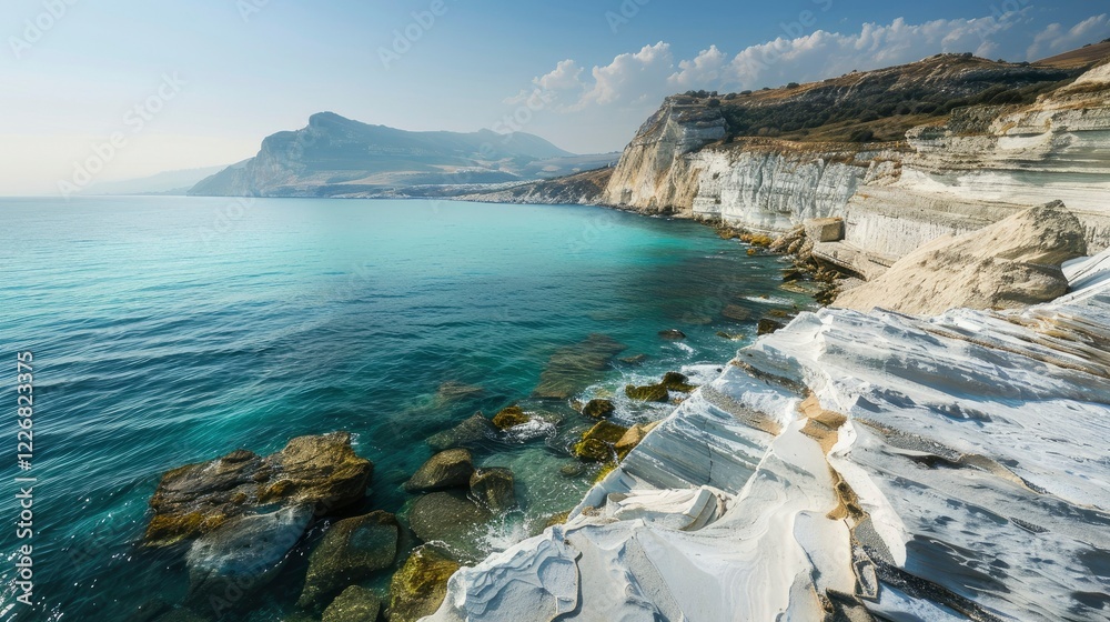 Mediterranean Rocks Coastal view of an island with rocks and the Mediterranean sea Stock ...