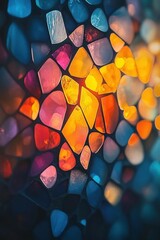 Poster - Abstract mosaic of colorful stones with a warm glow and a dark background creating a vibrant pattern