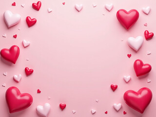 Aufkleber - Create Pastel And Rose Pink, Red Background Designs For Cosmetic Products With Heart Templates For Flyers, Greeting Cards, And Web Banners. 00002