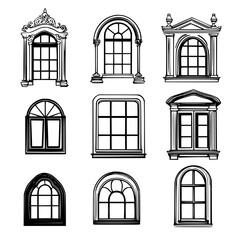 Poster - Various window designs showcasing architectural styles and intricate details from different periods in a grid layout