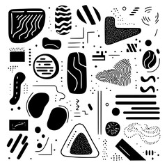 Poster - abstract monochrome pattern with various shapes and lines in a minimalist design style