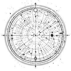 ancient celestial chart depicting constellations and celestial bodies from a historical astronomical