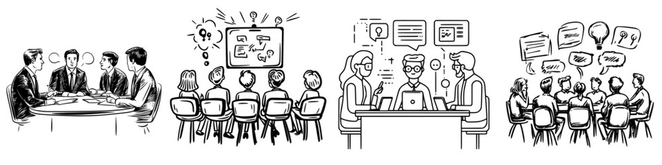 Poster - group discussions and brainstorming sessions in a collaborative workplace setting
