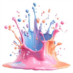 Poster - Vibrant Paint Splash on White Background Creates Dynamic and Colorful Abstract Art
