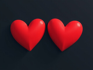 Poster - A Pair Of Red Hearts Are Placed Against A Dark Backdrop Creating A Bold And Striking Visual Effect Overall. 00001