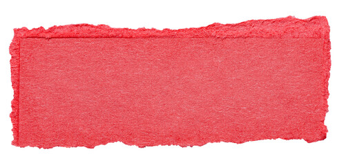 Poster - Isolated cut out torn piece of blank red paper note cardboard with texture and copy space for text, transparent png background design element