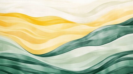 Sticker - Harmonious pastel waves in green, yellow, and cream tones flow in a layered pattern, evoking a sense of tranquility.