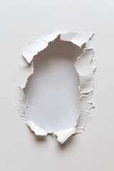 Poster - Torn paper revealing a white background with a textured surface and a central opening