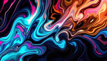 Poster - Colorful abstract fluid art with vibrant swirls and waves