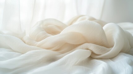 Poster - Elegant white fabric with soft, flowing texture