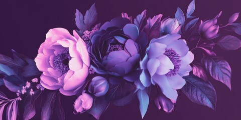 Wall Mural - a purple flower bouquet with pink and blue flowers. the flowers are arranged in a way that they look