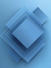 Poster - Serene Blue Squares Overlap in Geometric Arrangement for Modern Abstract Background