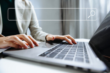 Searching Browsing Internet Data Information Networking Concept with blank search bar.