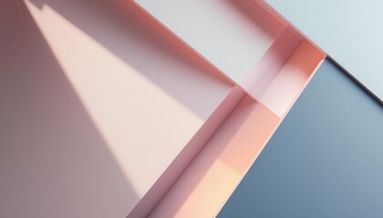 Poster - Abstract geometric composition with soft pastel colors and shadows
