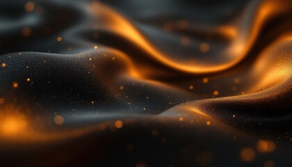Poster - Abstract glowing orange and black fabric with sparkling bokeh