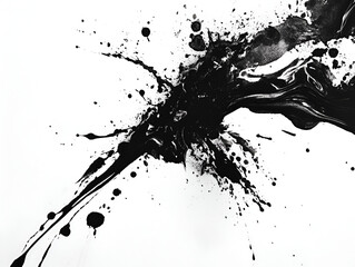 Poster - Abstract Ink Explosion: A dynamic and powerful abstract artwork featuring a dramatic black ink explosion on a canvas, capturing movement, energy and artistic expression. 