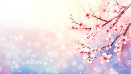 Naklejka na meble Cherry blossoms with pastel bokeh create a serene and dreamy atmosphere