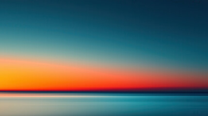 Fototapete - serene gradient of colors transitions from deep blue to vibrant orange, creating calming atmosphere over tranquil sea