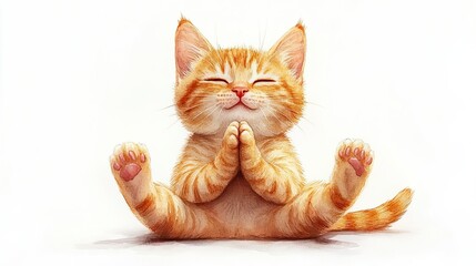  ginger cat Resting in Serenity on a Yoga Mat