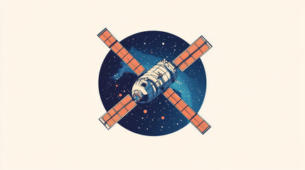 orbital station icon. space exploration vector icon or cosmos discovery vintage badge with orbital s