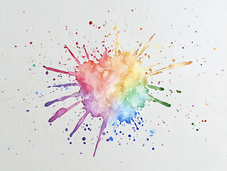 Poster - Rainbow Watercolor Splashes: An explosion of vibrant colors captured in a watercolor splash, bursting with creativity and energy. The rainbow hues create a stunning visual spectacle.