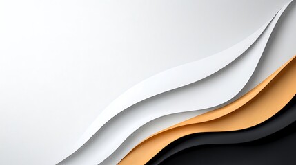 Poster - Abstract White Gold Black Wave Background Design
