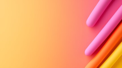 Poster - Pink Orange Yellow Tubes Abstract Geometric Background