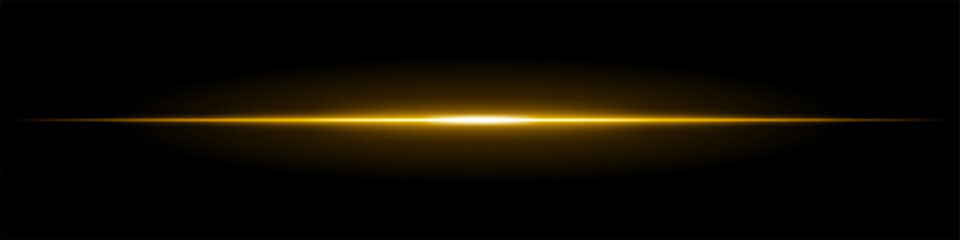 horizontal light flare on a black background. glowing yellow beam with soft gradient effect, futuris