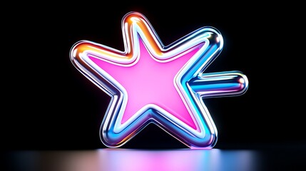 Wall Mural - Vibrant Pink Neon Star 3d Render