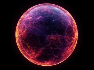 Poster - A holographic 3D sphere with glowing continents and network connections, symbolizing futuristic global technology