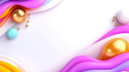 Poster - Abstract Colorful 3d Background with Waves and Spheres