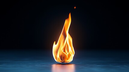 Poster - Intense Orange Flame On Dark Blue Background