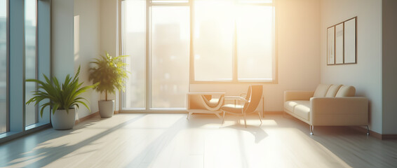 Wall Mural - empty white business office with blurred background