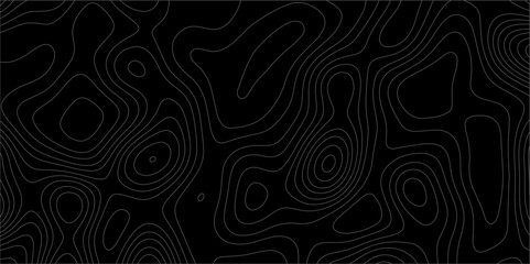 Poster - abstract white on black background with topographic line map pattern. abstract wavy and curved lines