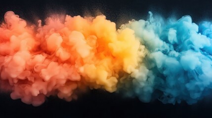 Wall Mural - A colorful cloud of smoke with orange, yellow, and blue colors