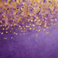 Wall Mural - a purple background with gold glitter and purple confetti