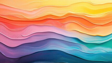 Wall Mural - A colorful painting with a rainbow and a wave