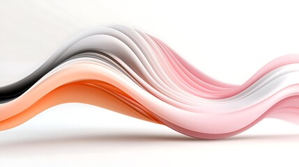 Poster - Abstract Wave Flow Design Pink, Orange, and Gray Curves